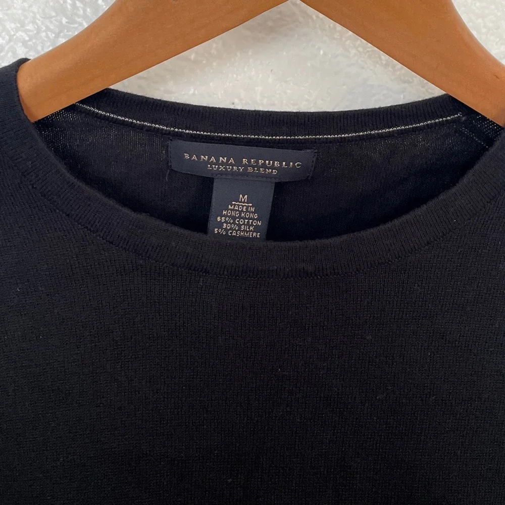 Banana Republic Luxury Blend Black Sweater Cotton Silk Cashmere Mens Medium M